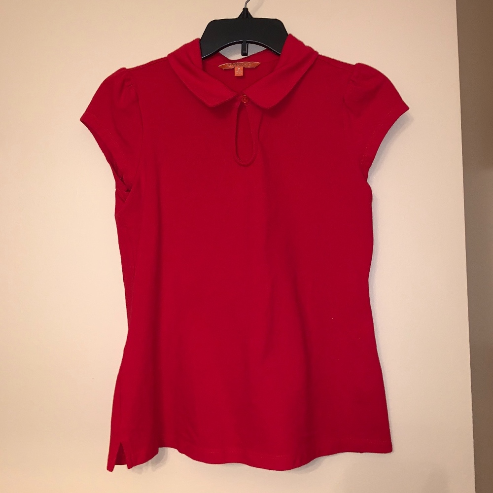 Modcloth Red Keyhole Collared Shirt
